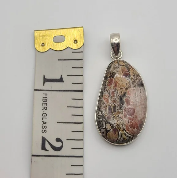 Rhodochrosite pendant in sterling - Picture 5 of 5